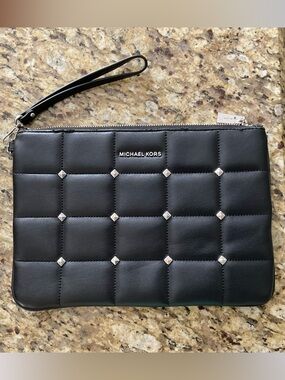 Michael Kors Large Black Stud Wristlet/Clutch